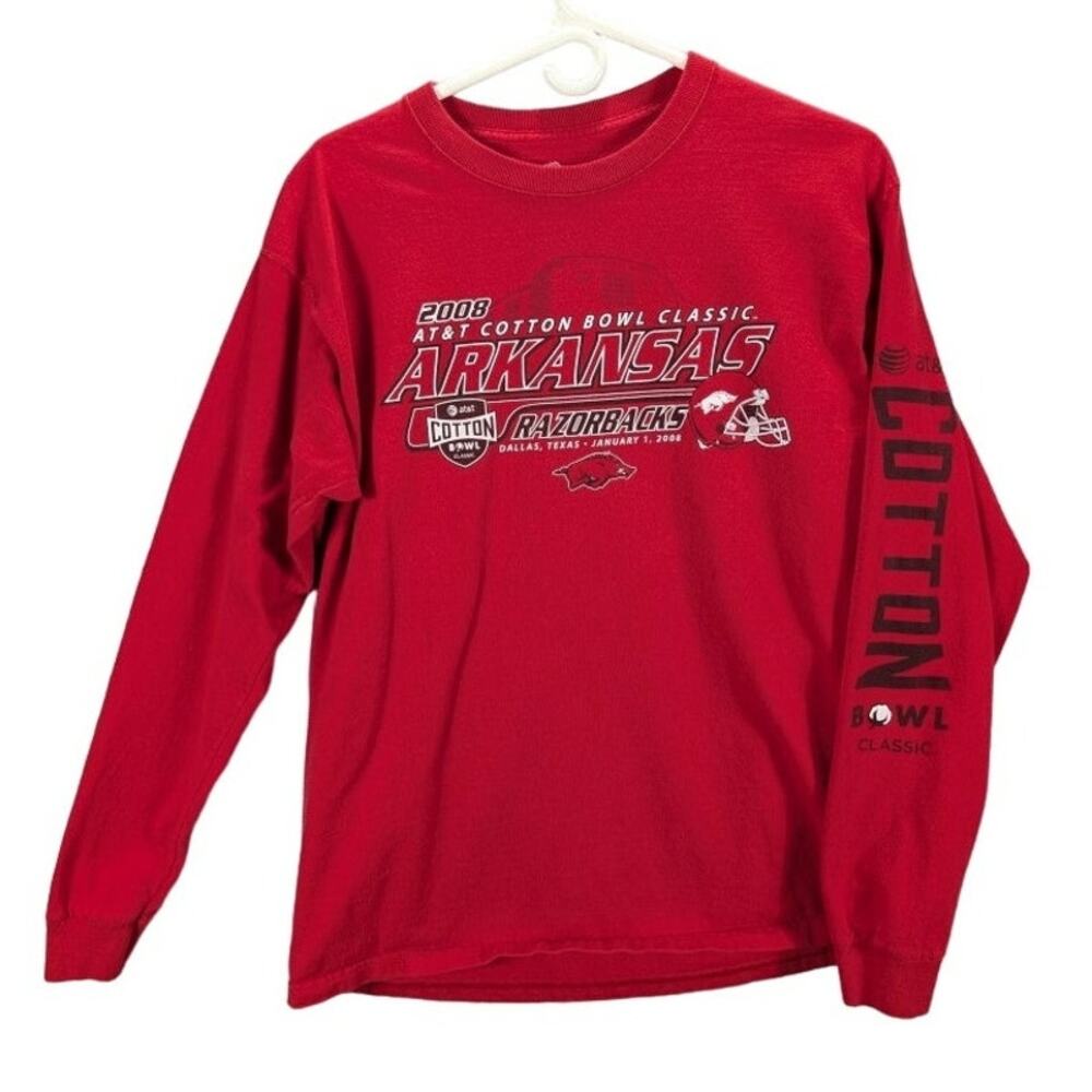 Razorbacks Shirt Mens Large Cotton Bowl Long Sleeve Red Football Arkansas 2008